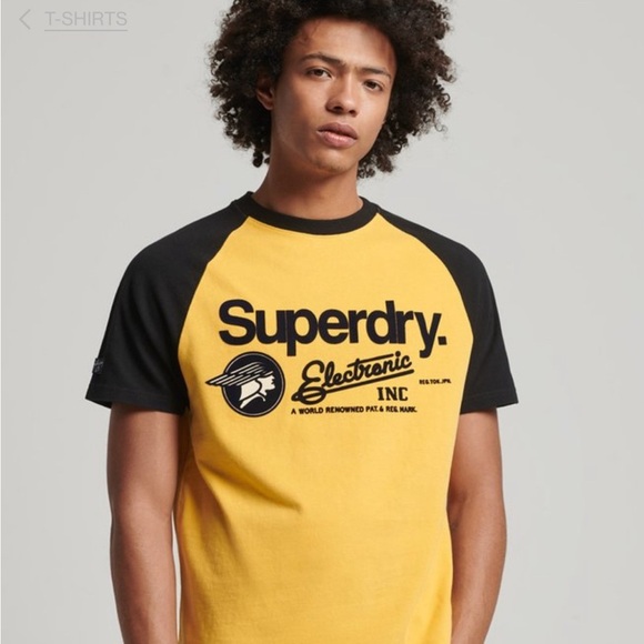 Superdry Other - NWT Superdry Men’s Core Logo Raglan T-Shirt Yellow Black Size M